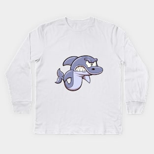 Angry Shark Kids Long Sleeve T-Shirt